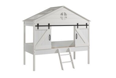 Scheunenbett Kamilia 218x137x202 Kinderbett MDF Weiß