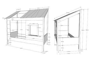 Baumhausbett Katleen 214x105x159 Kinderbett Massivholz+MDF Weiß