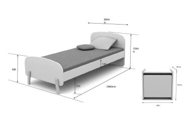 Kinderzimmer Set Karilynn 1 Bett mit Nachtkommode Holz+MDF hellgrau
