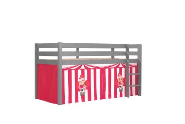 Kinderbett Karolina 210x114x106 Massivholz Grau Textilset...