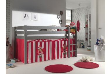 Kinderbett Karolina 210x114x106 Massivholz Grau Textilset...