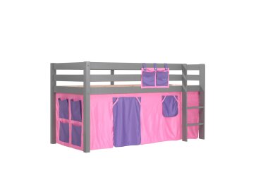 Kinderbett Karolina 210x114x106 Massivholz Grau Textilset...
