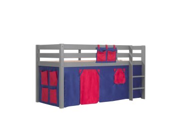 Kinderbett Karolina 210x114x106 Massivholz Grau Textilset...