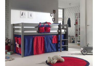 Kinderbett Karolina 210x114x106 Massivholz Grau Textilset...