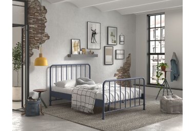 Metallbett Kay 147x207x110 Einzelbett Metall Blau matt