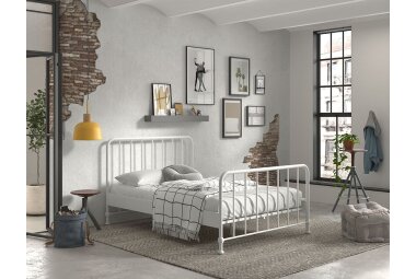 Metallbett Kay 147x207x110 Einzelbett Metall Weiß matt