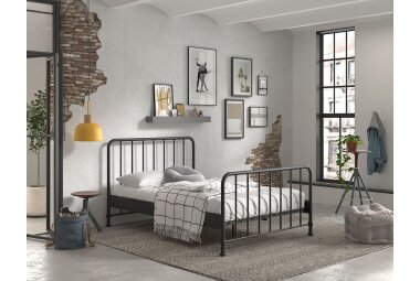 Metallbett Kay 147x207x110 Einzelbett Metall Schwarz matt