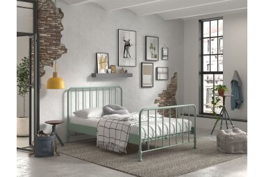 Metallbett Kay 147x207x110 Einzelbett Metall Grün matt