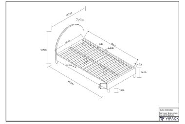 Polsterbett Karlotta 147x212x132 Einzelbett Holzwerkstoff Rosa