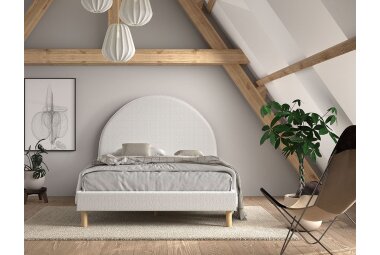 Polsterbett Karlotta 147x212x132 Einzelbett Holzwerkstoff Weiß