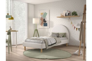 Polsterbett Karlotta 97x212x107 Einzelbett Holzwerkstoff Weiß