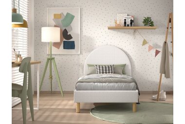 Polsterbett Karlotta 97x212x107 Einzelbett Holzwerkstoff Weiß