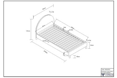 Polsterbett Karlotta 97x212x107 Einzelbett Holzwerkstoff Weiß