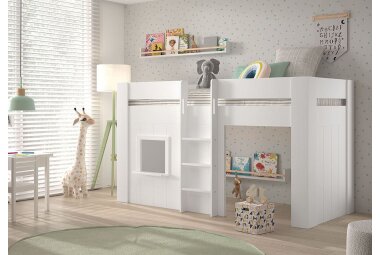 Spielbett Karrie 206x105x120 Kinderbett MDF Weiß