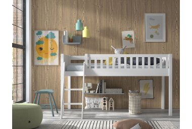 Kinderbett Karyl 208x114x135 aus Massivholz in Weiß
