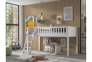 Kinderbett Karyl 208x114x135 aus Massivholz in Weiß