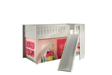 Kinderbett mit Rutsche Karyl Massivholz Wei&szlig;...