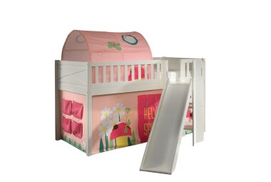 Kinderbett mit Rutsche Karyl Massivholz Wei&szlig;...