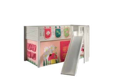 Kinderbett mit Rutsche Karyl Massivholz Wei&szlig;...