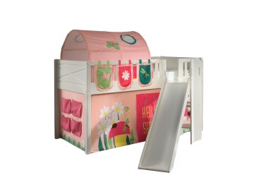 Kinderbett mit Rutsche Karyl Massivholz Wei&szlig;...