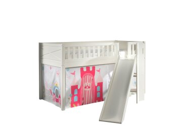 Kinderbett mit Rutsche Karyl Massivholz Weiß...