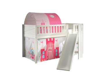 Kinderbett mit Rutsche Karyl Massivholz Wei&szlig;...