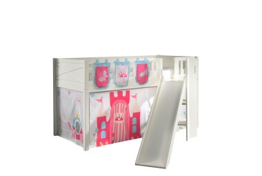 Kinderbett mit Rutsche Karyl Massivholz Wei&szlig;...