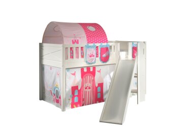 Kinderbett mit Rutsche Karyl Massivholz Wei&szlig;...