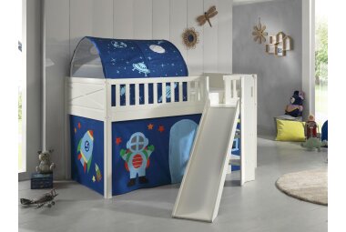 Kinderbett mit Rutsche Karyl Massivholz Weiß...