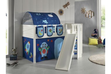 Kinderbett mit Rutsche Karyl Massivholz Wei&szlig;...