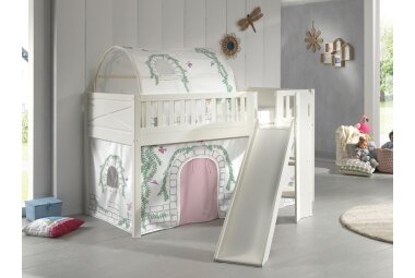 Kinderbett mit Rutsche Karyl Massivholz Weiß...