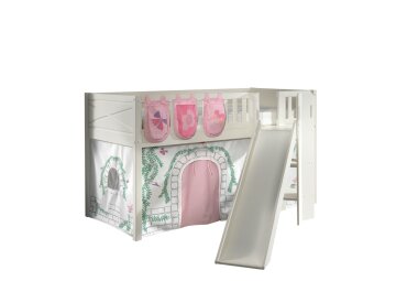 Kinderbett mit Rutsche Karyl Massivholz Wei&szlig;...