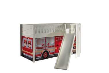 Kinderbett mit Rutsche Karyl Massivholz Wei&szlig;...