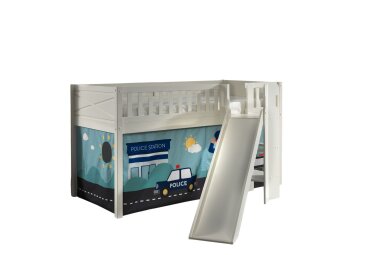 Kinderbett mit Rutsche Karyl Massivholz Wei&szlig;...