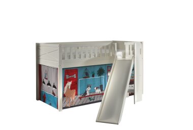 Kinderbett mit Rutsche Karyl Massivholz Weiß...