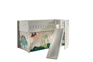 Kinderbett mit Rutsche Karyl Massivholz Weiß...