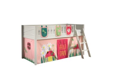 Kinderbett Karyl 208x114x135 Massivholz Weiß...