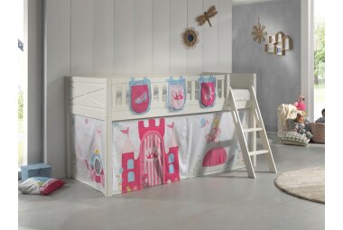 Kinderbett Karyl 208x114x135 Massivholz Weiß...