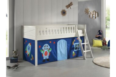 Kinderbett Karyl 208x114x135 Massivholz Weiß...