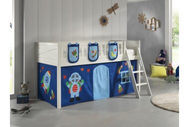 Kinderbett Karyl 208x114x135 Massivholz Weiß...