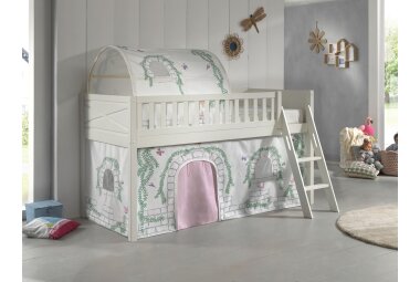 Kinderbett Karyl 208x114x135 Massivholz Weiß...