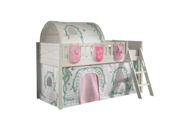 Kinderbett Karyl 208x114x135 Massivholz Weiß...