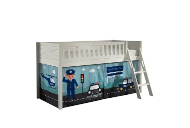 Kinderbett Karyl 208x114x135 Massivholz Weiß...