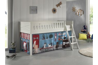 Kinderbett Karyl 208x114x135 Massivholz Weiß...