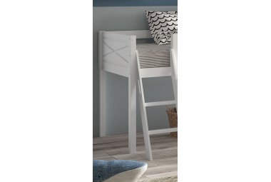 Kinderbett Karyl 208x114x135 Massivholz Weiß Regal