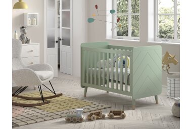 Babybett Kamillah 124x68x96 Gitterbett MDF Olive Grün