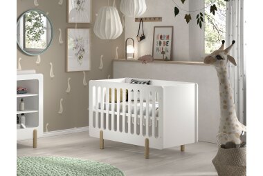 Babybett Karylin 130x64x87 Gitterbett MDF Weiß
