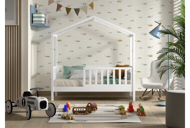 Juniorbett Karie 148x76x151 Kinderbett Massivholz Weiß