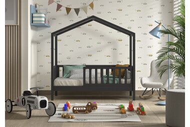 Juniorbett Karie 148x76x151 Kinderbett Massivholz Anthrazit