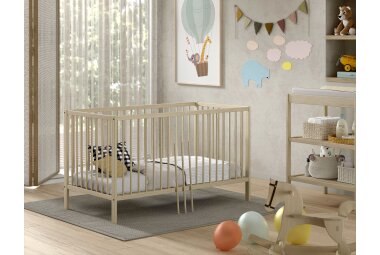 Babybett Kara-lynn 144x76x84 Gitterbett Massivholz Buche Natur
